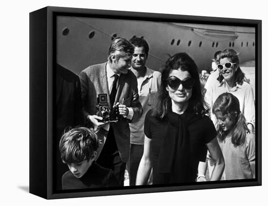 Jackie Bouvier Kennedy, Future Mrs Onassis, with John F. Kennedy Jr and Caroline Kennedy-null-Framed Stretched Canvas