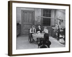 Jackie Gleason, Art Carney and Audrey Meadows in Cramden Apartment, Eating, on "The Honeymooners"-Michael Rougier-Framed Premium Photographic Print