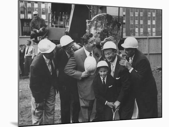 Jackie Gleason, Toots Shor and Jack Demsey at Ground Breaking Ceremony for New Restaraunt-null-Mounted Premium Photographic Print