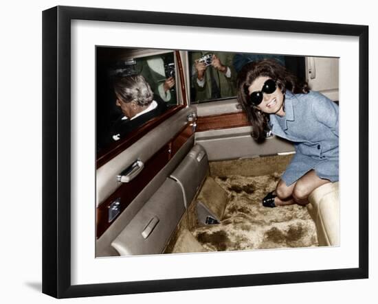 Jackie Kennedy Onassis Leaving London Airport, Aristotle Onassis Driving, 15th November 1968-null-Framed Photo