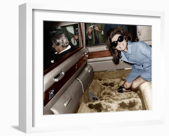 Jackie Kennedy Onassis Leaving London Airport, Aristotle Onassis Driving, 15th November 1968-null-Framed Photo