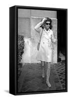 Jackie Kennedy Onassis (Nina Ricci Sunglasses, Gucci Bag) Leaving Crillon Hotel, Paris, 1970-null-Framed Stretched Canvas