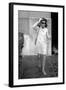 Jackie Kennedy Onassis (Nina Ricci Sunglasses, Gucci Bag) Leaving Crillon Hotel, Paris, 1970-null-Framed Photo