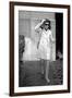 Jackie Kennedy Onassis (Nina Ricci Sunglasses, Gucci Bag) Leaving Crillon Hotel, Paris, 1970-null-Framed Photo