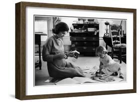 Jackie Kennedy, Wife of Sen, Cutting Out Newspaper Clippings Next to Open Scrapbook-Alfred Eisenstaedt-Framed Photographic Print