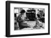 Jackie Kennedy, Wife of Sen, Cutting Out Newspaper Clippings Next to Open Scrapbook-Alfred Eisenstaedt-Framed Photographic Print