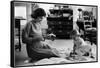 Jackie Kennedy, Wife of Sen, Cutting Out Newspaper Clippings Next to Open Scrapbook-Alfred Eisenstaedt-Framed Stretched Canvas
