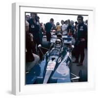 Jackie Stewart at the Wheel of a Racing Car, Driving for Tyrrell, C1971-C1973-null-Framed Photographic Print