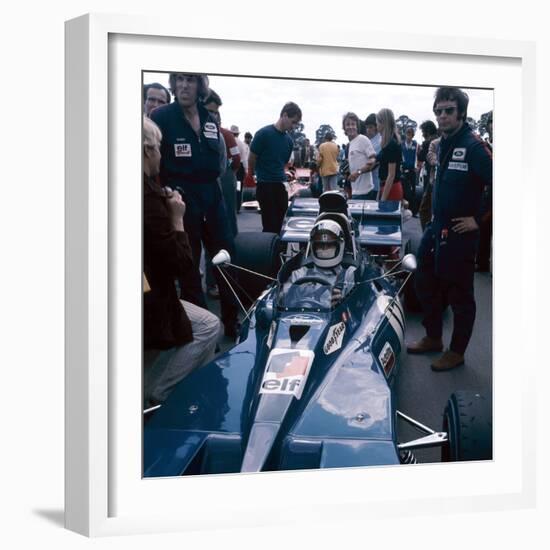 Jackie Stewart at the Wheel of a Racing Car, Driving for Tyrrell, C1971-C1973-null-Framed Photographic Print