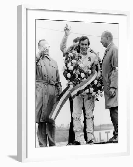 Jackie Stewart, Celebrating Victory at the Dutch Grand Prix, Zandvoort, 1968-null-Framed Photographic Print