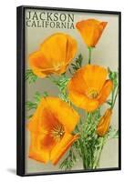 Jackson, California - The Californian Poppy Flowers-Lantern Press-Framed Art Print