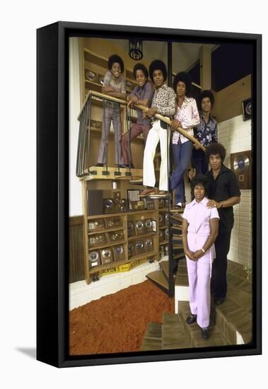 Jackson Five Michael, Marlon, Tito, Jermaine, Jackie and Parents Mr. and Mrs. Joseph Jackson-John Olson-Framed Stretched Canvas