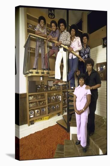 Jackson Five Michael, Marlon, Tito, Jermaine, Jackie and Parents Mr. and Mrs. Joseph Jackson-John Olson-Stretched Canvas