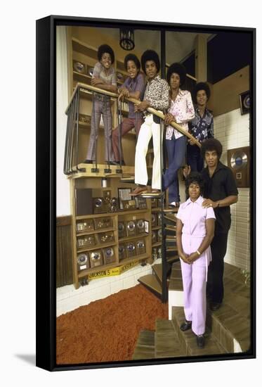 Jackson Five Michael, Marlon, Tito, Jermaine, Jackie and Parents Mr. and Mrs. Joseph Jackson-John Olson-Framed Stretched Canvas