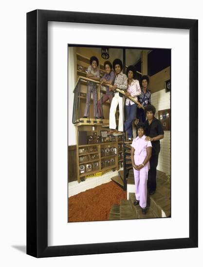 Jackson Five Michael, Marlon, Tito, Jermaine, Jackie and Parents Mr. and Mrs. Joseph Jackson-John Olson-Framed Premium Photographic Print