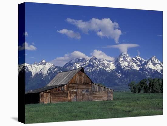 Jackson Hole Homestead and Grand Teton Range, Grand Teton National Park, Wyoming, USA-Jamie & Judy Wild-Stretched Canvas