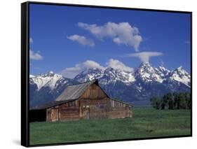 Jackson Hole Homestead and Grand Teton Range, Grand Teton National Park, Wyoming, USA-Jamie & Judy Wild-Framed Stretched Canvas