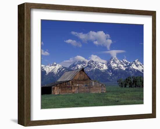 Jackson Hole Homestead and Grand Teton Range, Grand Teton National Park, Wyoming, USA-Jamie & Judy Wild-Framed Premium Photographic Print