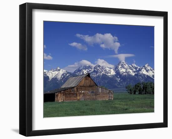 Jackson Hole Homestead and Grand Teton Range, Grand Teton National Park, Wyoming, USA-Jamie & Judy Wild-Framed Photographic Print