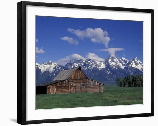 Jackson Hole Homestead and Grand Teton Range, Grand Teton National Park, Wyoming, USA-Jamie & Judy Wild-Framed Photographic Print