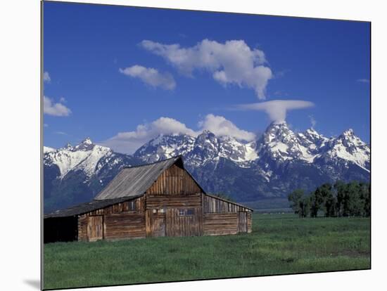 Jackson Hole Homestead and Grand Teton Range, Grand Teton National Park, Wyoming, USA-Jamie & Judy Wild-Mounted Photographic Print