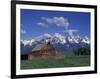 Jackson Hole Homestead and Grand Teton Range, Grand Teton National Park, Wyoming, USA-Jamie & Judy Wild-Framed Photographic Print