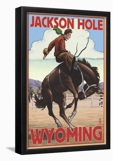 Jackson Hole, Wyoming Bucking Bronco-null-Framed Poster