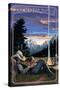 Jackson Hole, Wyoming - Cowboy Camping Night Scene-Lantern Press-Stretched Canvas