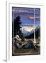 Jackson Hole, Wyoming - Cowboy Camping Night Scene-Lantern Press-Framed Art Print