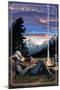 Jackson Hole, Wyoming - Cowboy Camping Night Scene-Lantern Press-Mounted Art Print