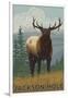 Jackson Hole, Wyoming - Elk-Lantern Press-Framed Art Print