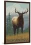 Jackson Hole, Wyoming - Elk-Lantern Press-Framed Art Print