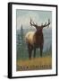 Jackson Hole, Wyoming - Elk-Lantern Press-Framed Art Print