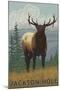 Jackson Hole, Wyoming - Elk-Lantern Press-Mounted Art Print