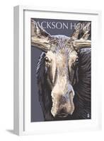 Jackson Hole, Wyoming - Moose Up Close-Lantern Press-Framed Art Print