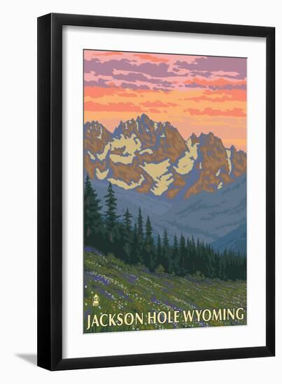 Jackson Hole, Wyoming, Spring Flowers-Lantern Press-Framed Art Print