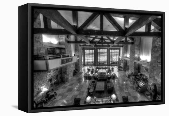 Jackson Lake Lodge Grand Tetons BW-Steve Gadomski-Framed Stretched Canvas