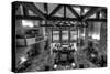 Jackson Lake Lodge Grand Tetons BW-Steve Gadomski-Stretched Canvas