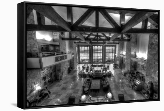 Jackson Lake Lodge Grand Tetons BW-Steve Gadomski-Framed Stretched Canvas