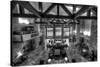 Jackson Lake Lodge Grand Tetons BW-Steve Gadomski-Stretched Canvas