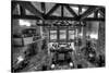 Jackson Lake Lodge Grand Tetons BW-Steve Gadomski-Stretched Canvas