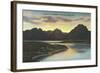 Jackson Lake, Sunset-null-Framed Art Print