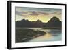 Jackson Lake, Sunset-null-Framed Art Print