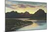 Jackson Lake, Sunset-null-Mounted Art Print