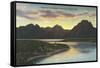 Jackson Lake, Sunset-null-Framed Stretched Canvas