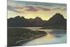 Jackson Lake, Sunset-null-Mounted Art Print