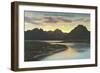 Jackson Lake, Sunset-null-Framed Art Print