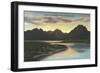 Jackson Lake, Sunset-null-Framed Art Print