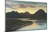 Jackson Lake, Sunset-null-Mounted Art Print