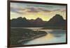 Jackson Lake, Sunset-null-Framed Art Print